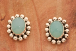 Artie Yellowhorse Genuine Chalcedony Sterling Silver Post Earrings